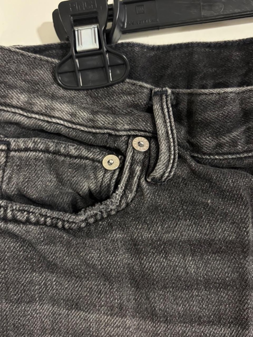Free People Washed Black Distressed Denim Cutoff Shorts - Picture 4 of 4